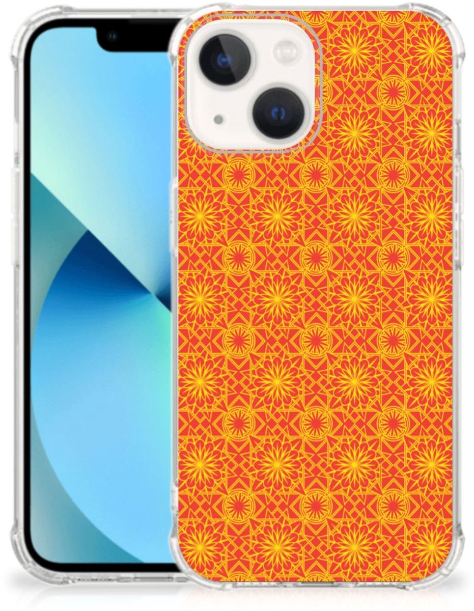 iPhone 13 mini Doorzichtige Silicone Hoesje Batik Oranje