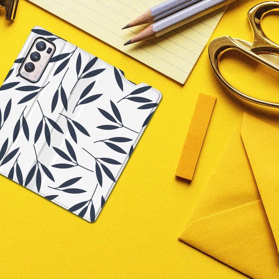 Belle OPPO de téléphone OPPO Find X3 Neo Smart Cover Feuilles Blue