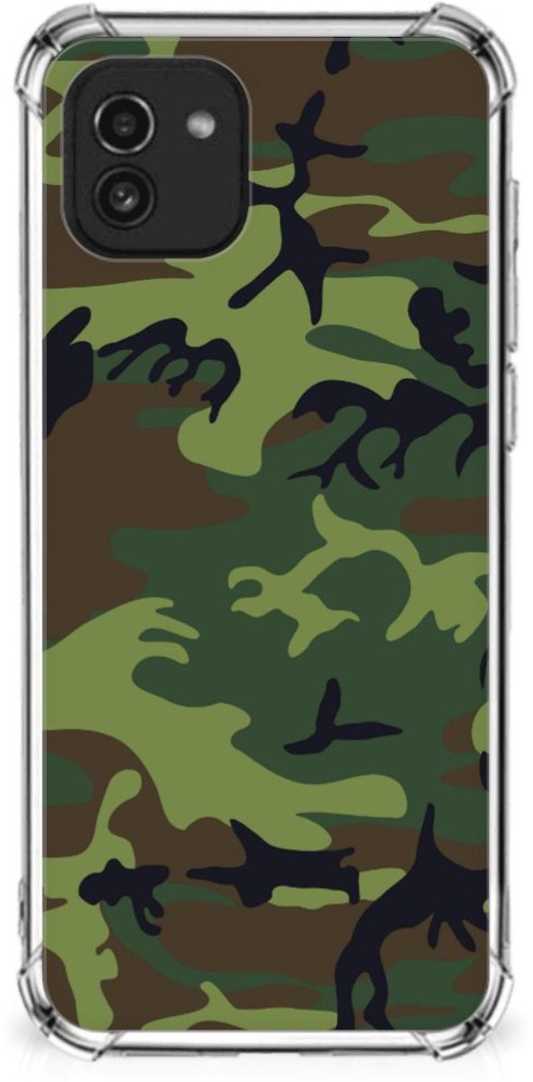 Samsung Galaxy A03 Doorzichtige Silicone Hoesje Army Dark
