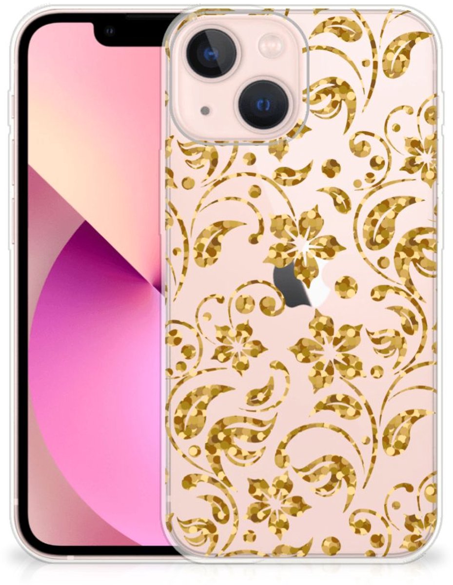 iPhone 13 mini TPU Case Gouden Bloemen