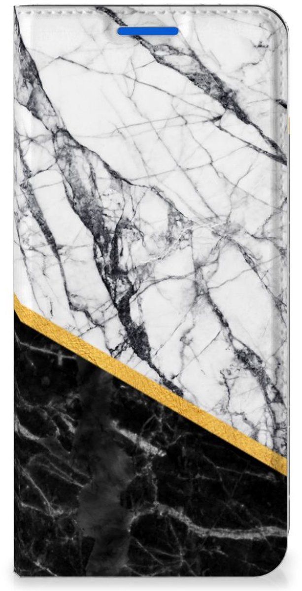 OPPO Reno6 5G Standcase Marmer Wit Zwart - Origineel Cadeau Man