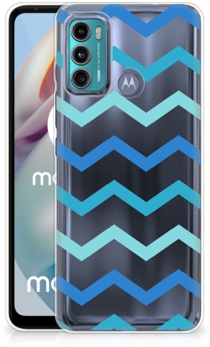 Motorola Moto G60 TPU bumper Zigzag Blauw