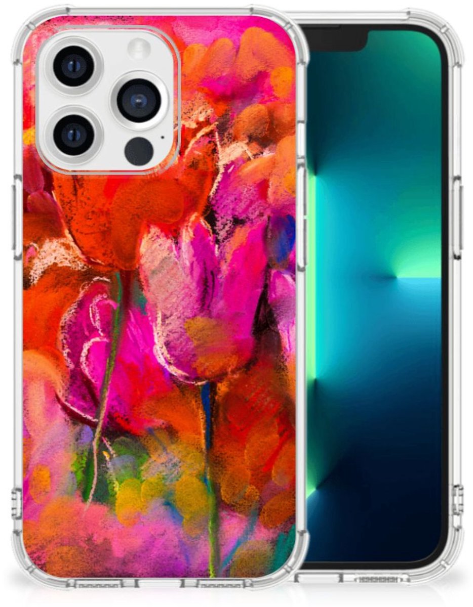 TPU Case Anti-Shock voor Back Cover Apple iPhone 13 Pro Tulips