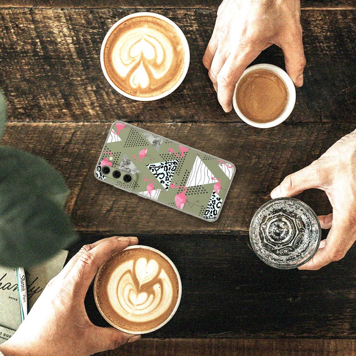 Samsung Galaxy S21FE TPU Hoesje Flamingo Triangle