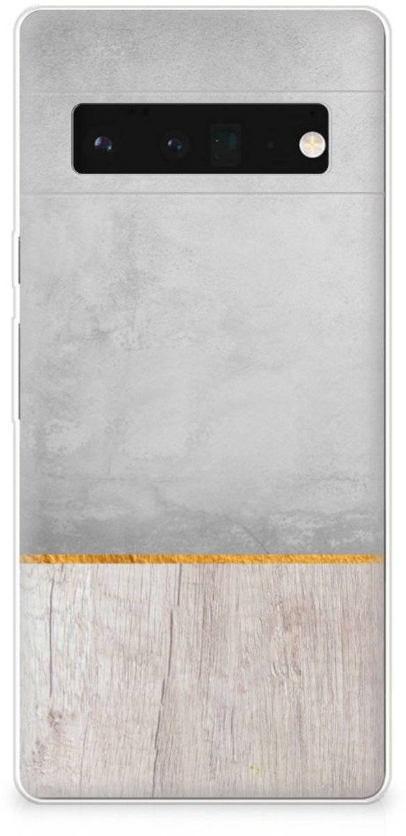 Google Pixel 6 Pro Bumper Hoesje Wood Concrete