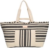 Zebra Trends Richelle Strandtas XL - Ritssluiting - Grote Shopper - Canvas Beach Bag - Ibiza - Naturel Zwart