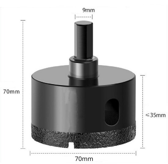 Diamant Gatenzaag ZAWELIYO Gatenzaag 90 Mm – Voor Marmer, Graniet, Tegels, Beton – Driehoekige Boorschacht – Waterkoeling Nodig Geen Klopboor Gebruik