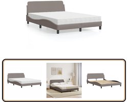 vidaXL Bed met matras stof taupe 120x200 cm