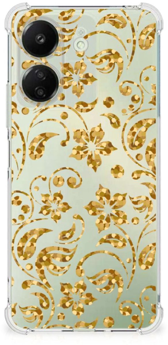 Xiaomi Redmi 13C 4G Case Gouden Bloemen