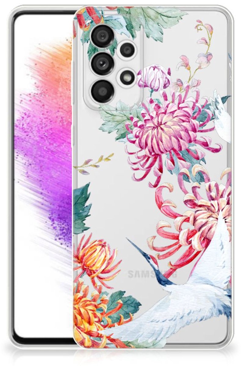 Samsung Galaxy A73 5G TPU Hoesje Bird Flowers