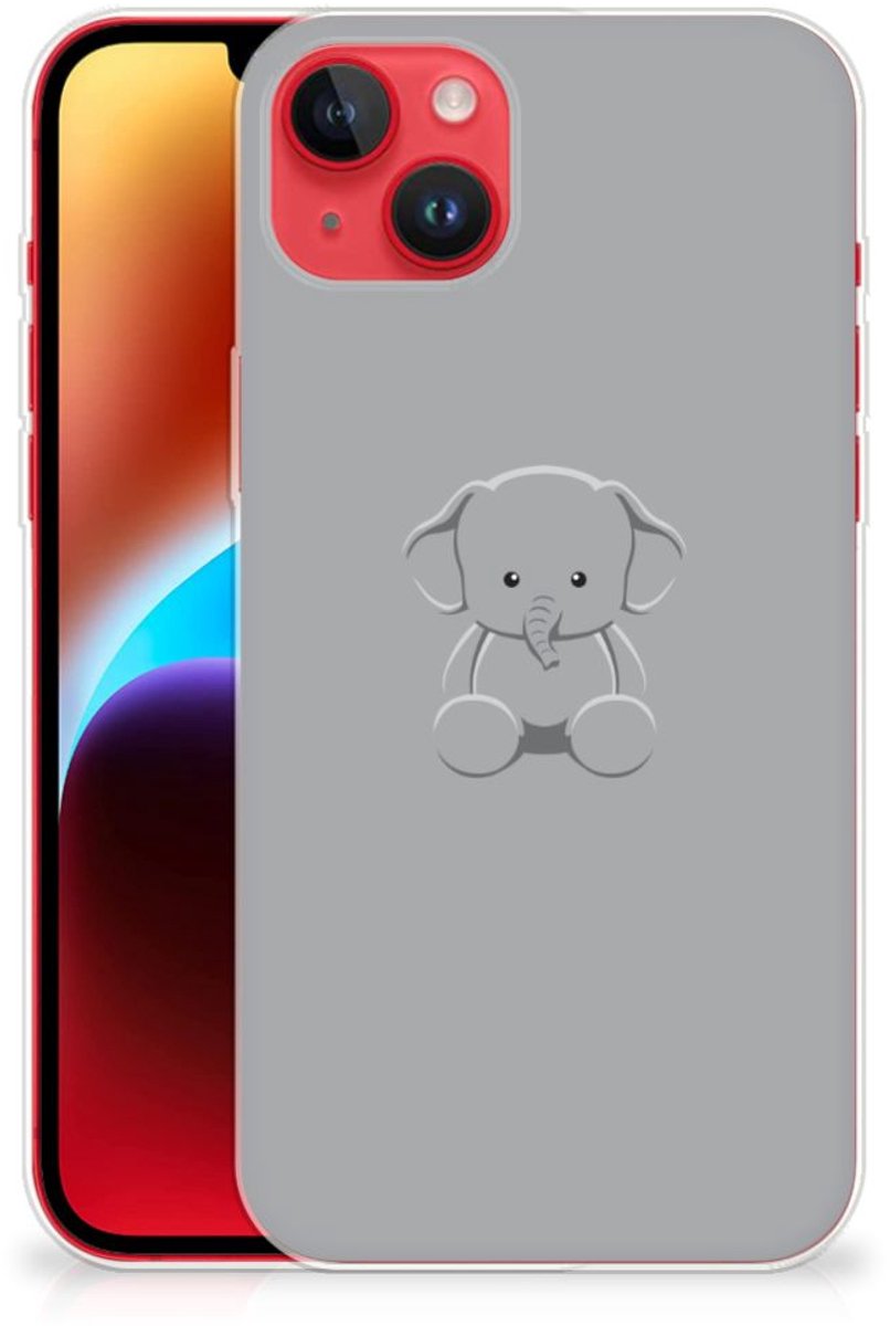 iPhone 14 Plus Telefoonhoesje met Naam Grijs Baby Olifant