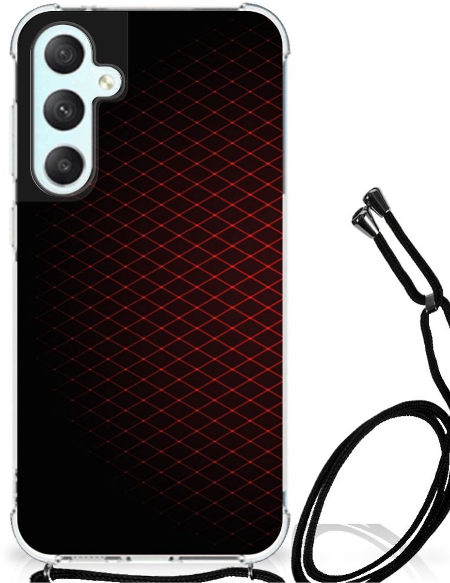 Samsung Galaxy S23 FE Doorzichtige Silicone Hoesje Geruit Rood