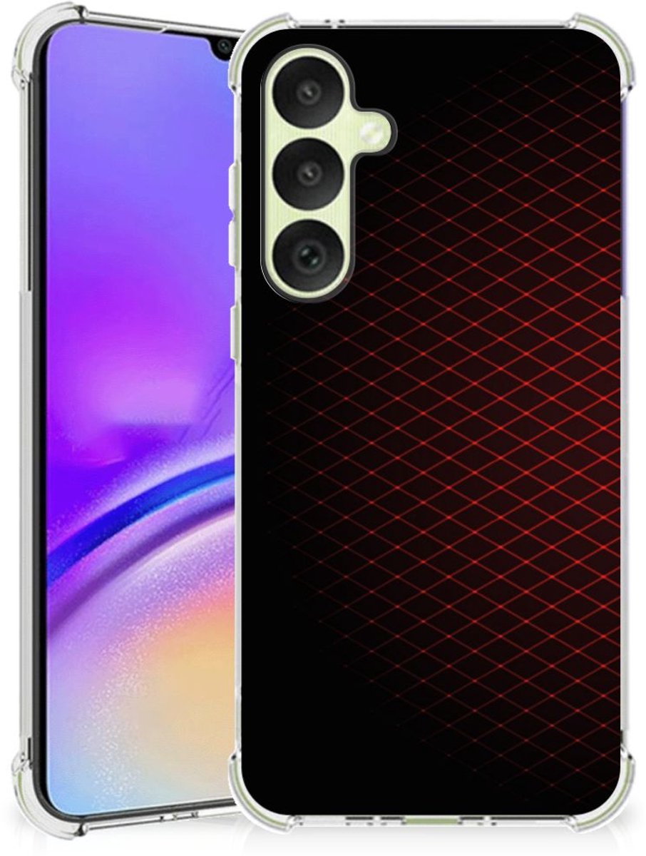 Samsung Galaxy A35 Doorzichtige Silicone Hoesje Geruit Rood