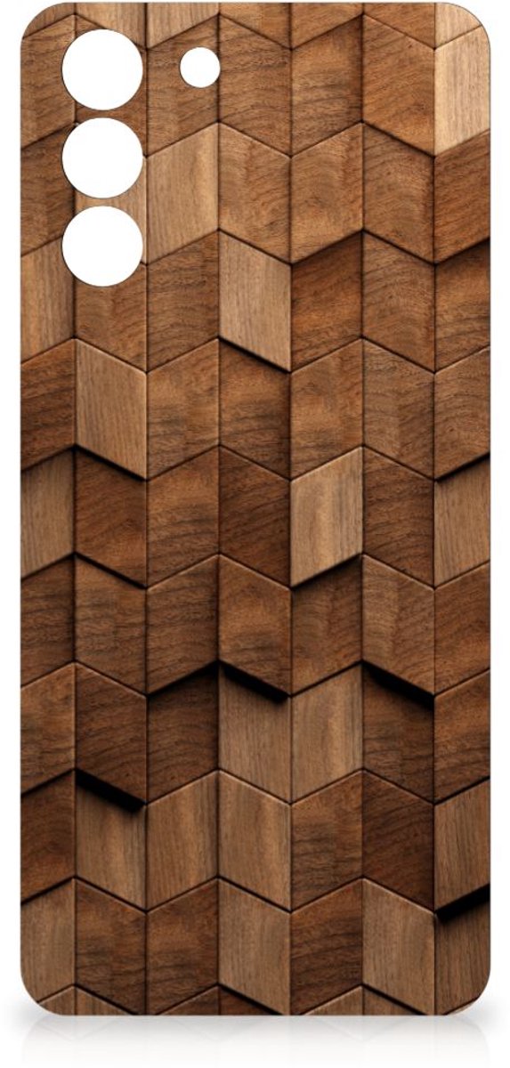 Stevig Telefoonhoesje voor Samsung Galaxy S21 FE Wooden Cubes