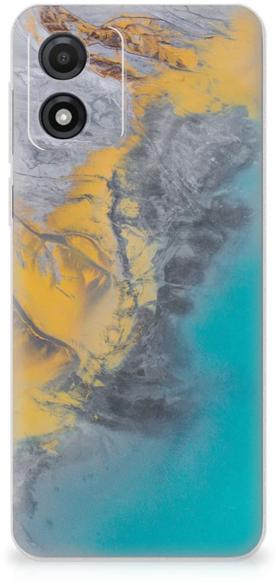 Motorola Moto E13 TPU Siliconen Hoesje Marble Blue Gold