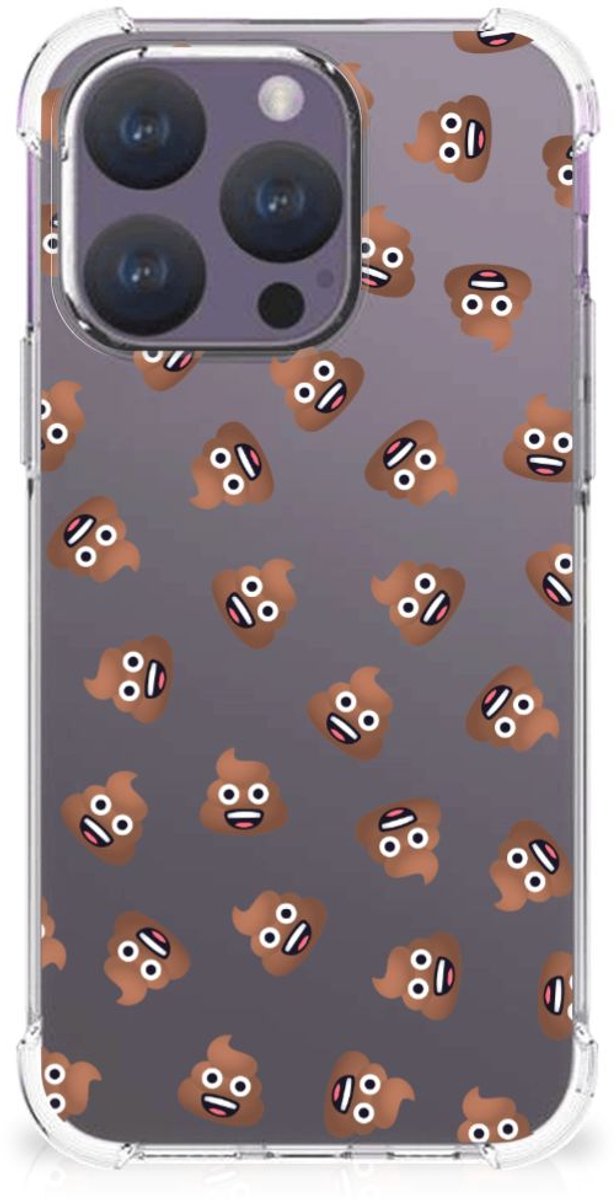 Doorzichtige Silicone Hoesje voor iPhone 15 Pro Poep Emojis
