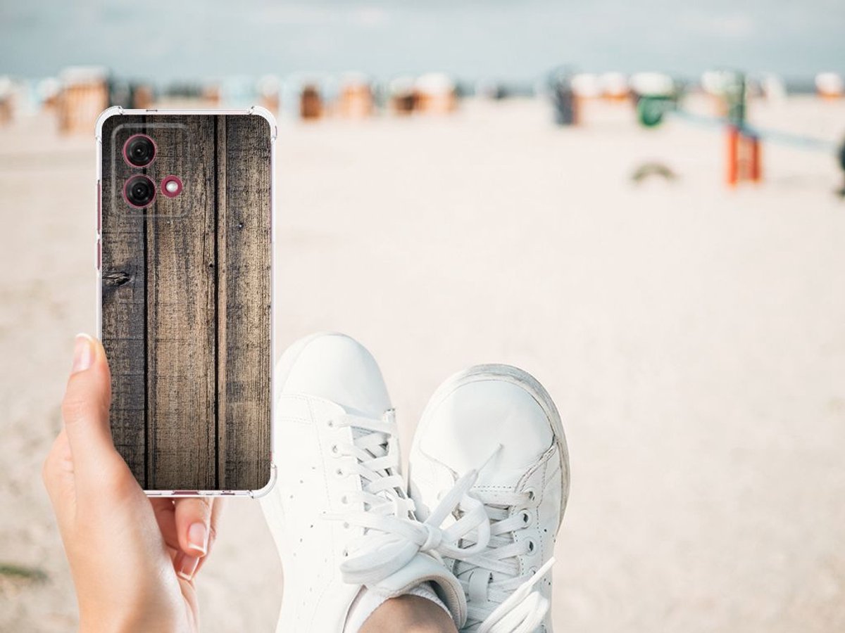 Back Cover voor Motorola Moto G84 Stevig Telefoonhoesje Steigerhout