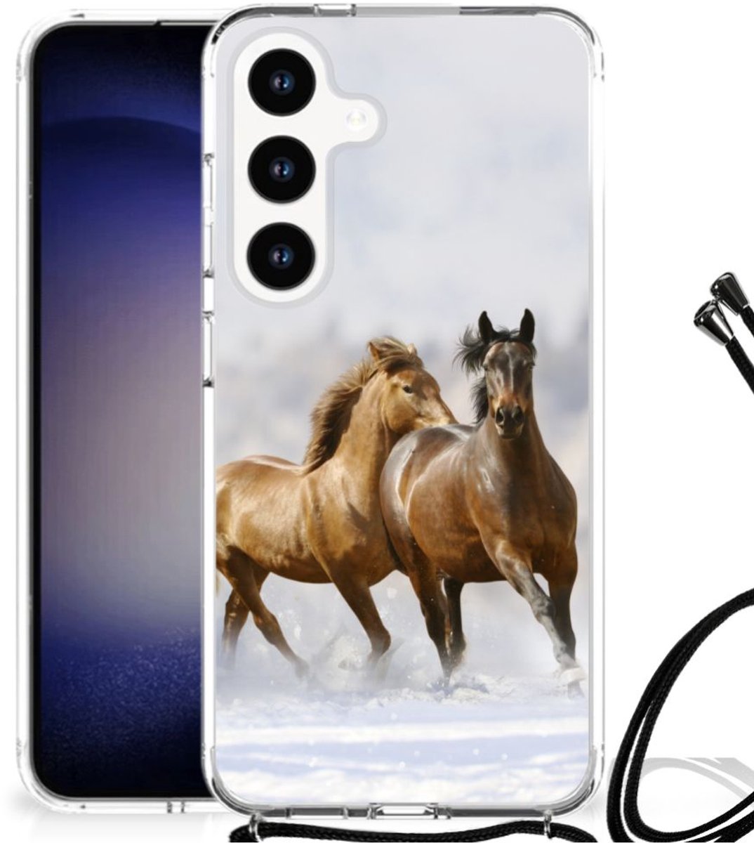 TPU Case Anti-Shock met Koord voor Samsung Galaxy S24 Case Anti-shock Paarden