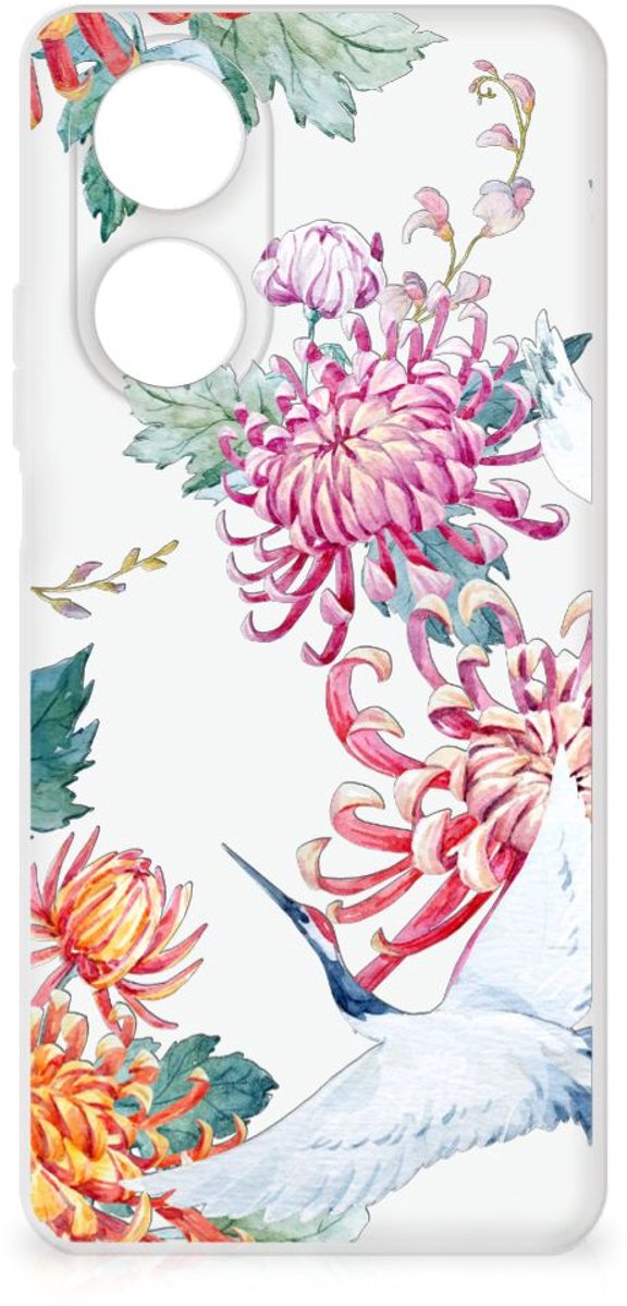 OPPO A58 4G TPU Hoesje Bird Flowers