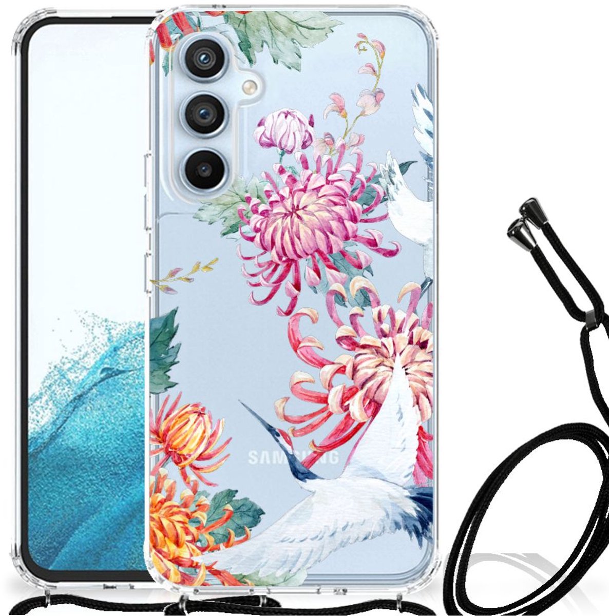 Samsung Galaxy A54 5G Case Anti-shock Bird Flowers