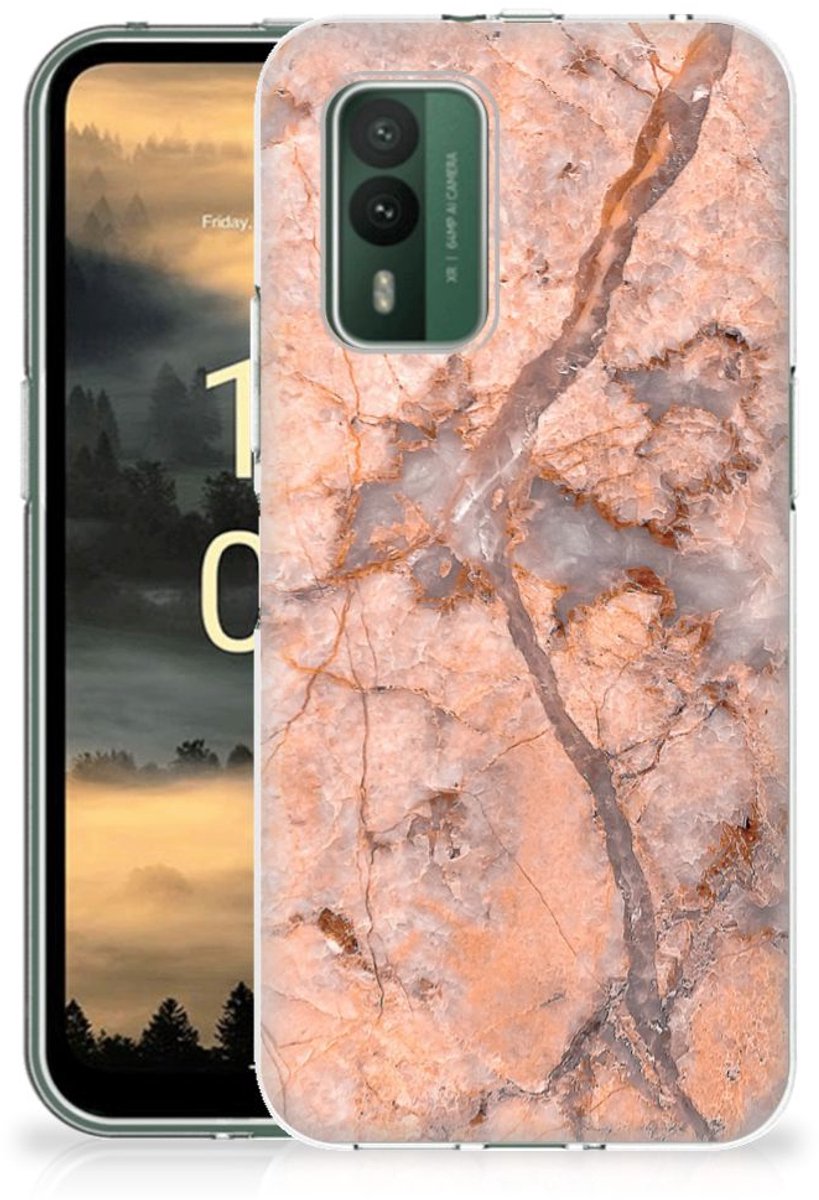 Nokia XR21 TPU Siliconen Hoesje Marmer Oranje
