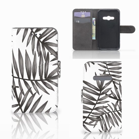 PU Premium Housse pour Samsung Galaxy Xcover 3 | Xcover 3 VE Portefeuille Feuilles Grises