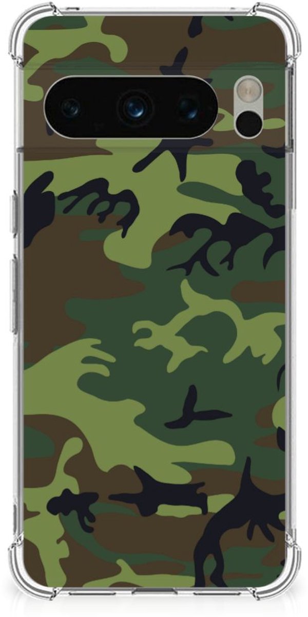 Google Pixel 8 Pro Doorzichtige Silicone Hoesje Army Dark