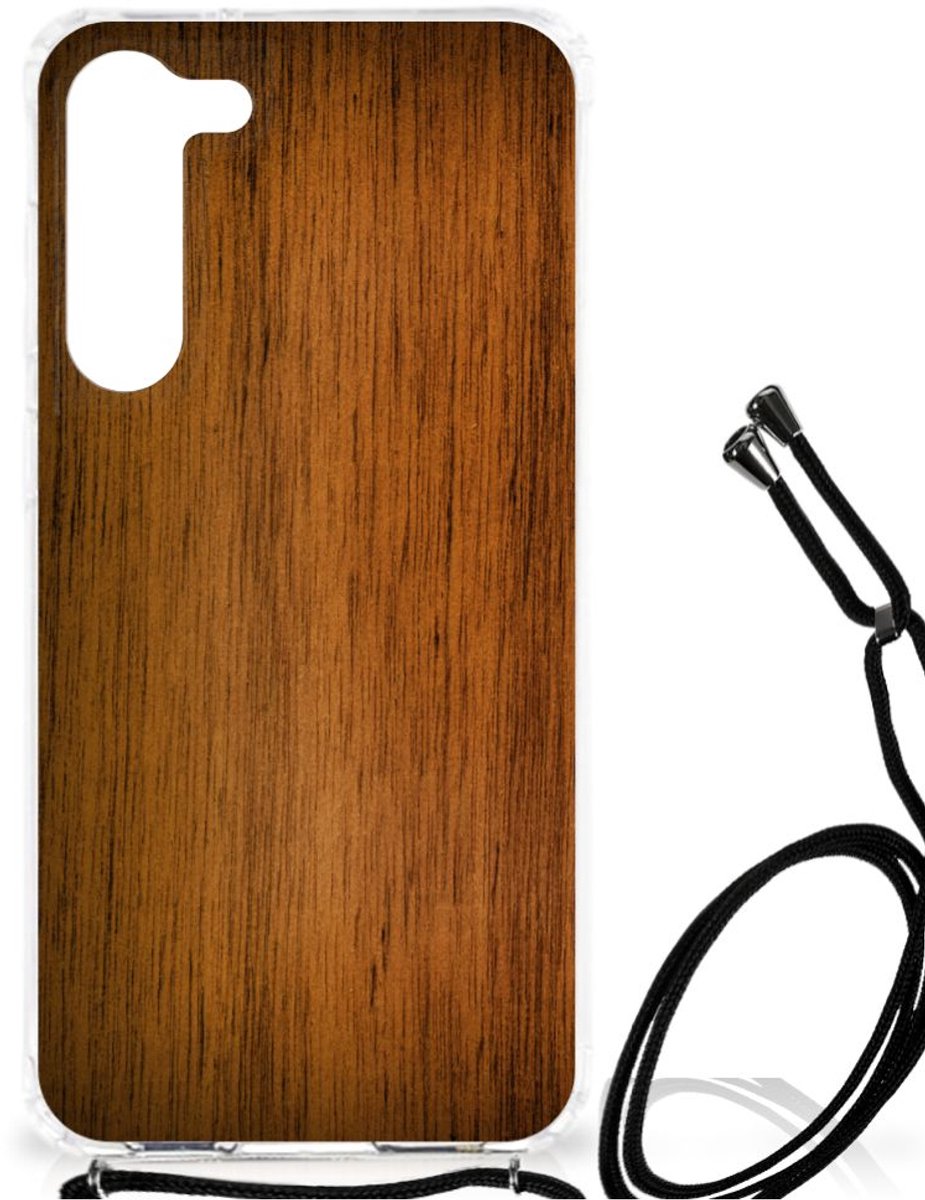 Samsung Galaxy S23 Plus Stevig Telefoonhoesje Donker Hout