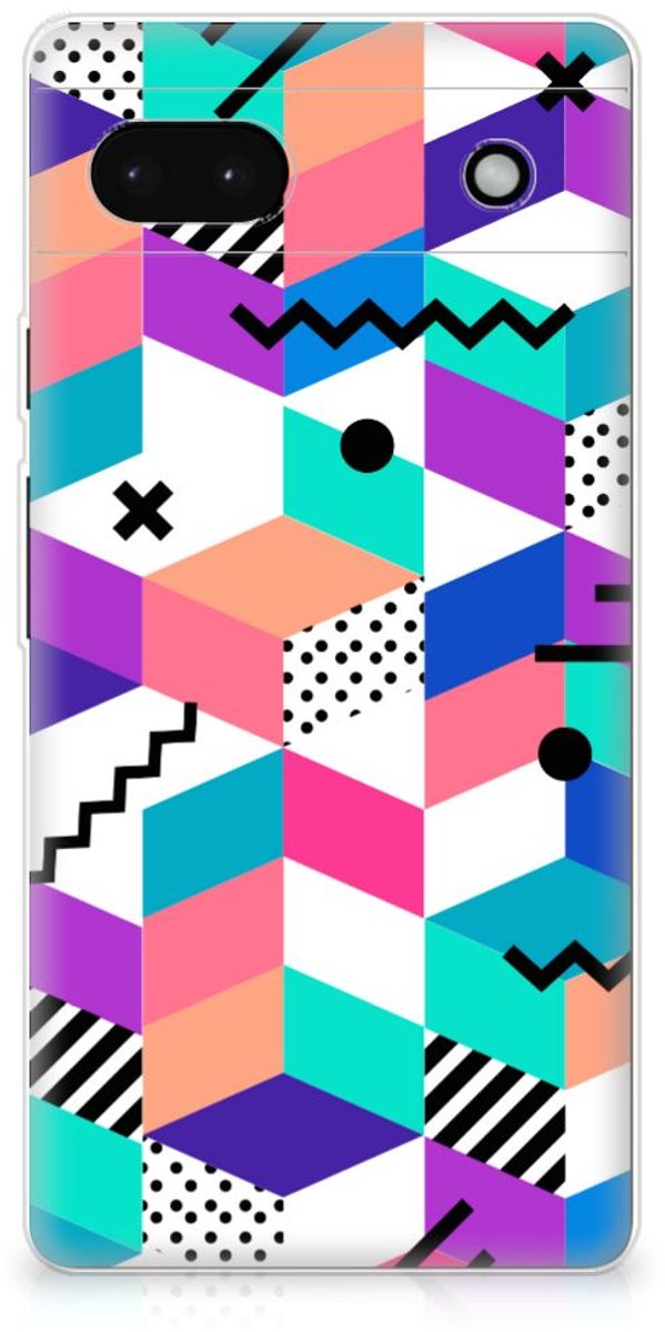 Google Pixel 6A TPU Hoesje Blokken Kleurrijk