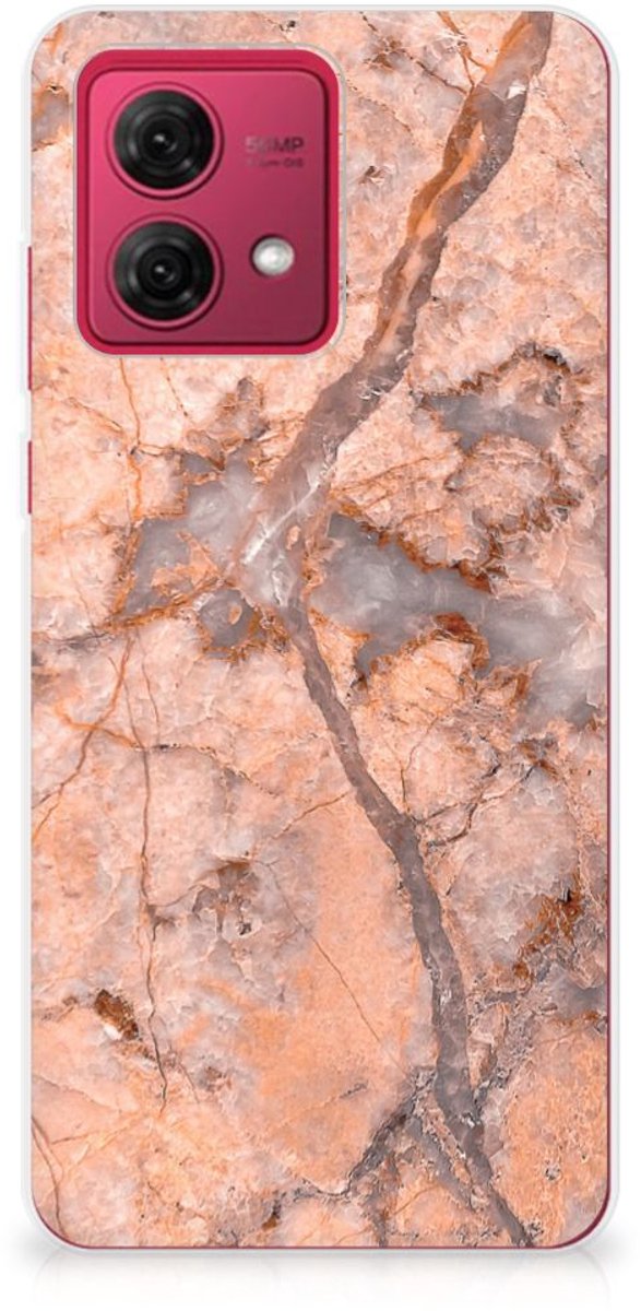 Motorola Moto G84 TPU Siliconen Hoesje Marmer Oranje
