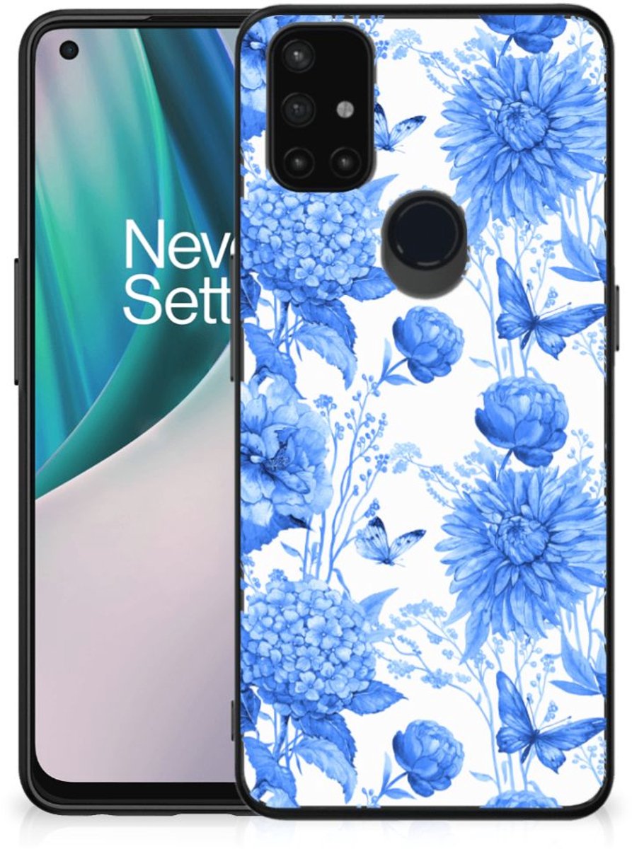 Bloemen Hoesje voor OnePlus Nord N10 5G Flowers Blue