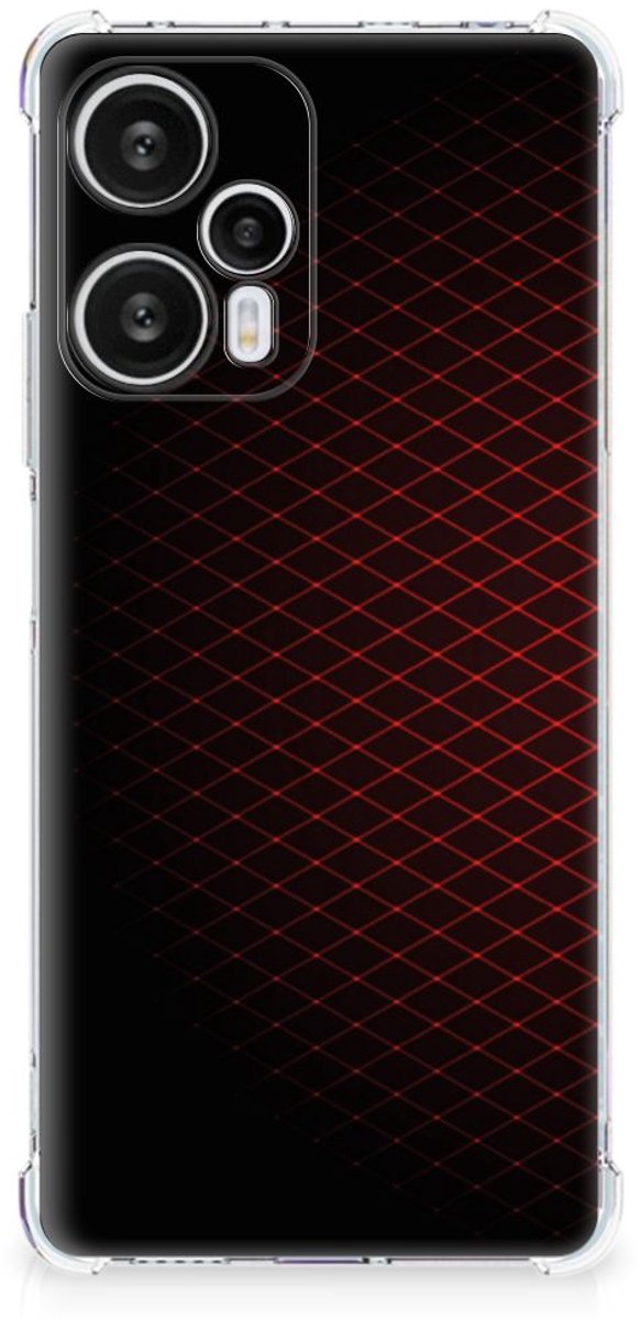 Xiaomi Poco F5 Doorzichtige Silicone Hoesje Geruit Rood