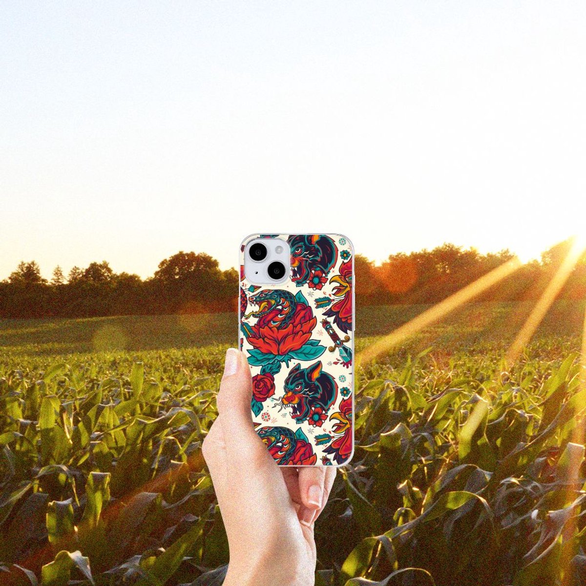 Siliconen Hoesje met foto voor iPhone 15 Old Skool