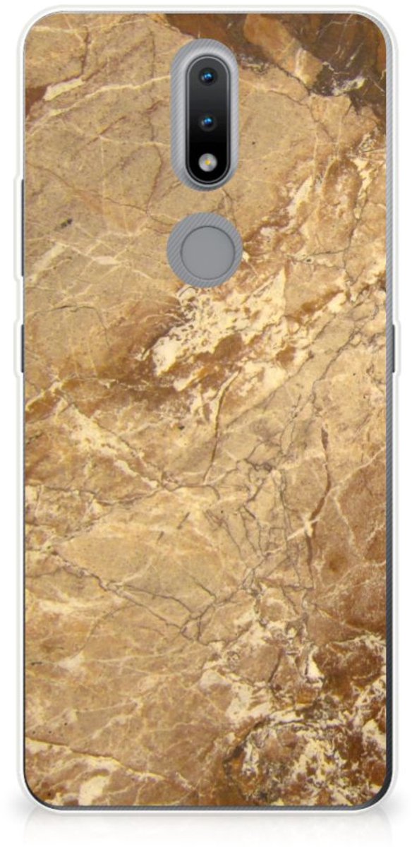 Nokia 2.4 TPU Siliconen Hoesje Marmer Creme