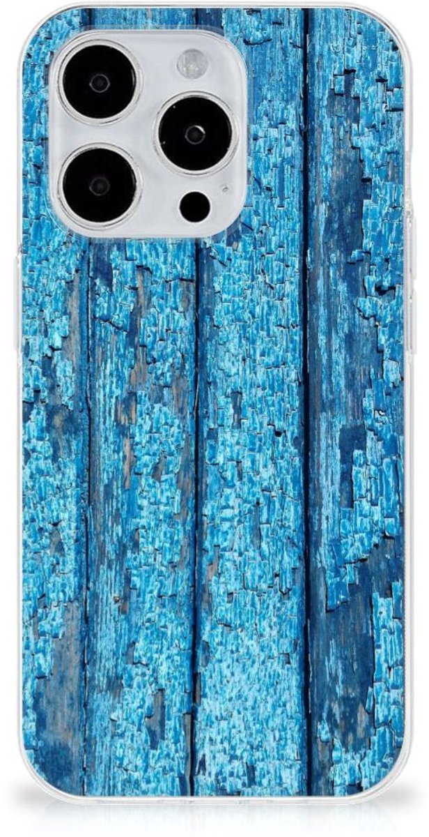 iPhone 15 Pro Bumper Hoesje Wood Blue