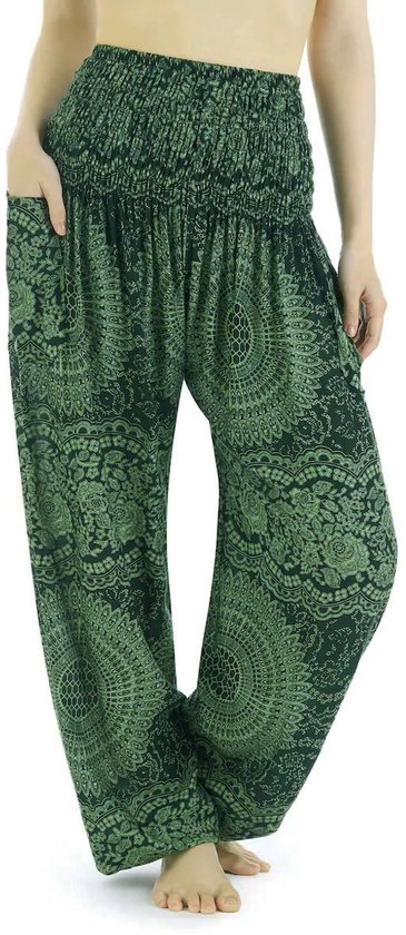 Pantalon sarouel - Pantalon de yoga - Pantalon d'été - Petit; taille 32,34,36 - dames et messieurs - Mono noir/bleu