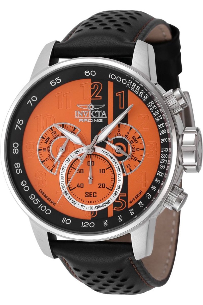 Invicta Racing 48175 Heren Horloge - Waterdicht - Analoog - Quartz Uurwerk - Roestvrij Staal met oranje Wijzerplaat - 48mm