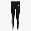 Zwarte sportlegging met witte Adidas strepen op de zijkant en een Adidas logo op de heup.