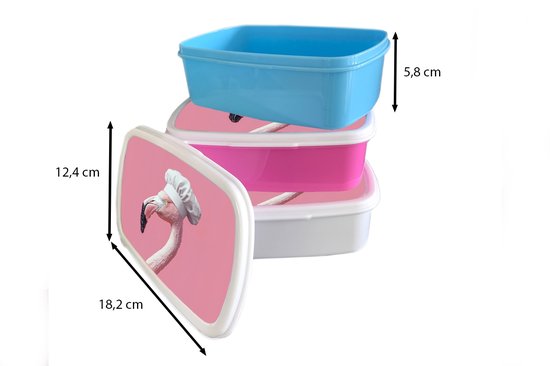 Boîte à lunch rose - Lunchbox Flamant - Rose - Toque - Oiseau - Boîte à lunch 18x12x6 cm