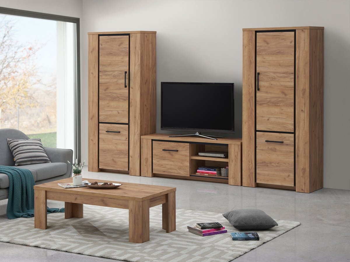 Belfurn - TV-wand Elio bestaande uit Tv-meubel met 2 x kolom volle deur