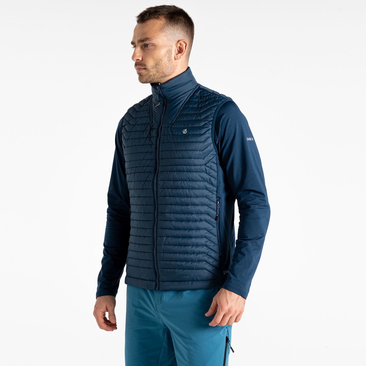 Jas Skiën Heren Geïsoleerd Hoge Kraag Blauw