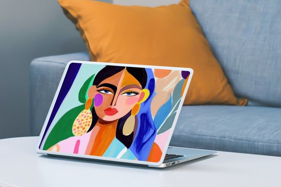 Laptop sticker - 13.3 inch - Portret - Vrouw - Modern - 31x22,5cm - Laptopstickers - Laptop skin - Cover