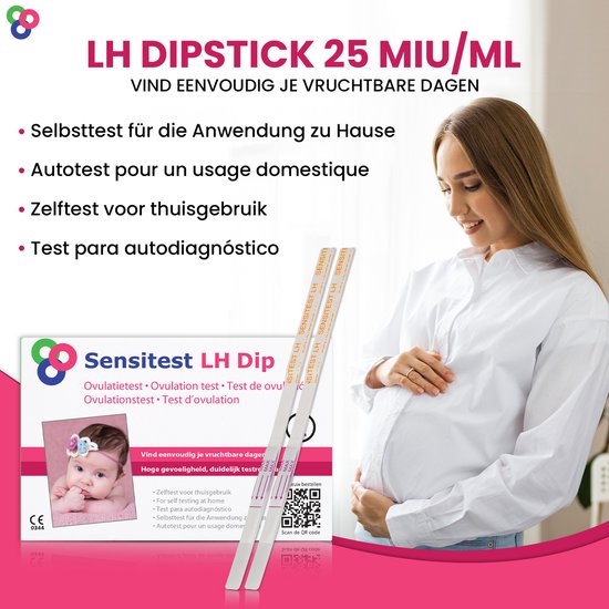 Sensitest Ovulatietest Dipstick – 6 stuks – Gevoelige ovulatietesten – Vind eenvoudig je vruchtbare dagen & vergroot je kans op zwangerschap – Inclusief ovulatiekalender & handleiding