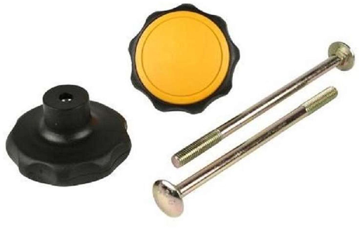 Dragerdeel spinder blister draaiknop zwart  oranje; 2x Bout + 2 x Knop Oranje