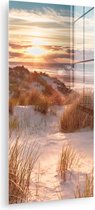 Peinture sur verre - Plaque acrylique - Plage - Mer - Dune - Photo sur verre - Peinture sur verre - Décoration murale - 20x40 cm - Verre acrylique - Peintures de salon