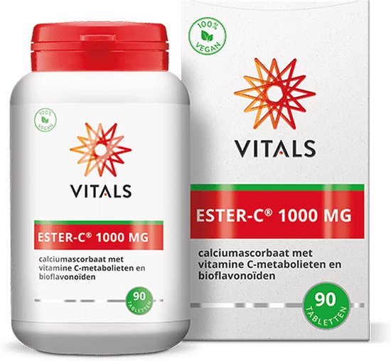 Vitals Ester-C 1000 mg - 90 tabletten. Hoge dosering en niet zure vorm van Vitamine C.