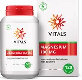 Vitals Magnesium bisglycinaat met taurine 100 mg - 120 tabletten - mineralen. Hoogwaardig aminozuurchelaat (magnesiumbisglycinaat).