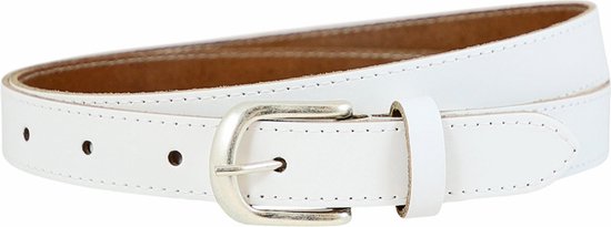 Riem Femme Landley Witte Cuir - Cousue tout autour - Ceinture femme - Largeur 2,5 cm - Wit - Longueur totale 120 cm / Taille ceinture 105