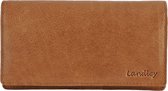 Landley Leren Dames Overslag Portemonnee - Gewassen Vintage Leer - Harmonica Rits Portemonnee - RFID - Vrouwen Portefeuille - Echt Leder - Cognac Bruin