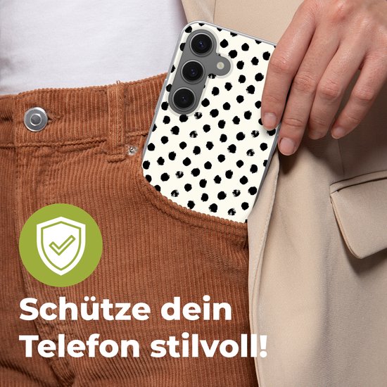 Coque de téléphone compatible avec Samsung Galaxy S25 - Pois - Zwart - Wit - Imprimé - Minimaliste - Siliconen Coque de téléphone Coque de téléphone